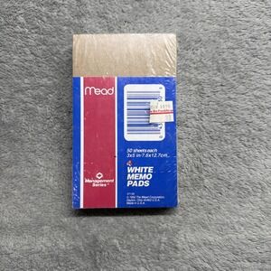 Mead Memo Pads, 3in X 5in, 50 Sheets, White, 4 Ct VTG NOS